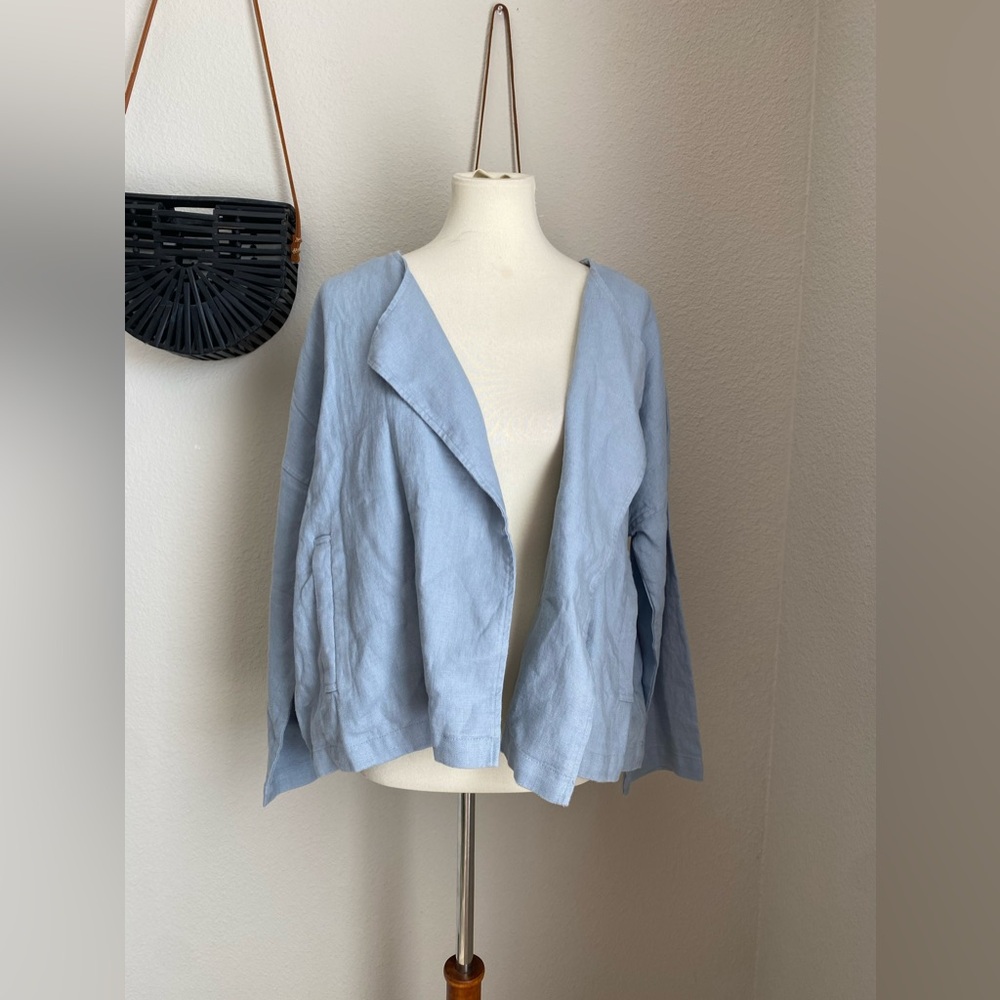 Eileen Fisher Linen Open Front Blazer, Size Medium